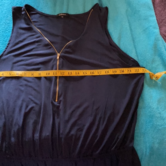 Ambiance Navy Blue Romper with Gold Zipper 3X - Picture 6 of 7